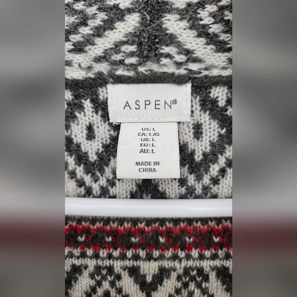 Aspen Sweater Large Women’s Cardigan Nordic Wool Blend Pockets - Picture 5 of 7